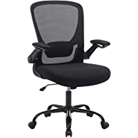 SONGMICS Silla de Oficina con Reposabrazos Abatible- Silla de Escritorio Giratorio 360°- Apoyo Lumbar Ajustable- Ahorro…